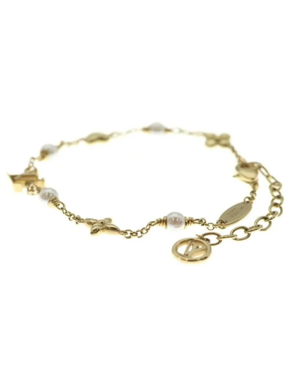 Louis Vuitton LV Heart Motif Pearl Bracelet Gold